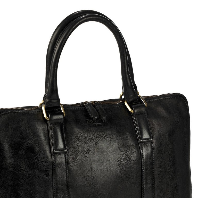 Сумка для документов Dr.Koffer 36*27*7см, нат. кожа, черная