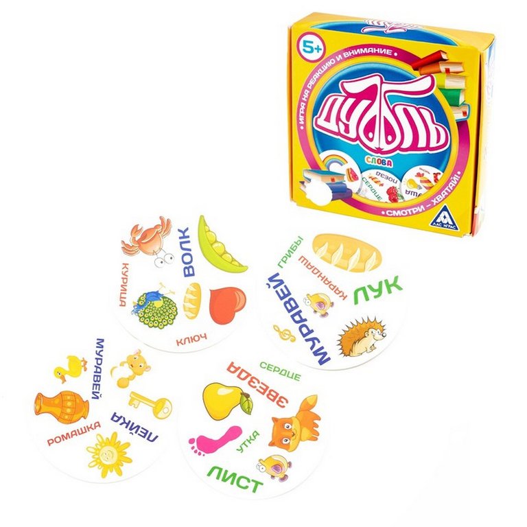 Игра настольная  .5+  с карточками "Дуббль Слова" (2+ игр., от 15 мин.)  ЛАС ИГРАС