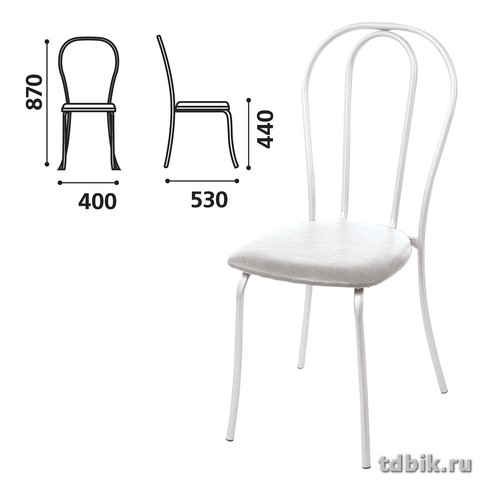 Стул для столовых, кафе, дома "Вереск", белый каркас, кож.зам светло-серый