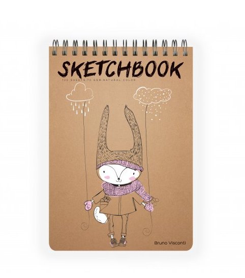 Скетчбук 185*250 мм, 120л. гребень "SKETCHBOOK" КРАФТ 70 гр. (4 ВИДА)