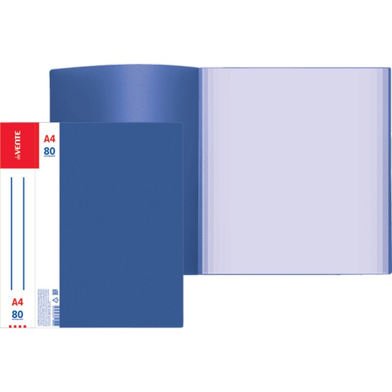 Папка А4 80 прозр.вклад. карман на торце, пластик 0,80 мм синяя deVENTE