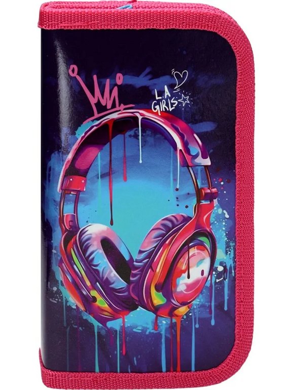 Пенал 2 отд. для девочки Profit "Наушники в красках" 190*105 (ламинир.картон)