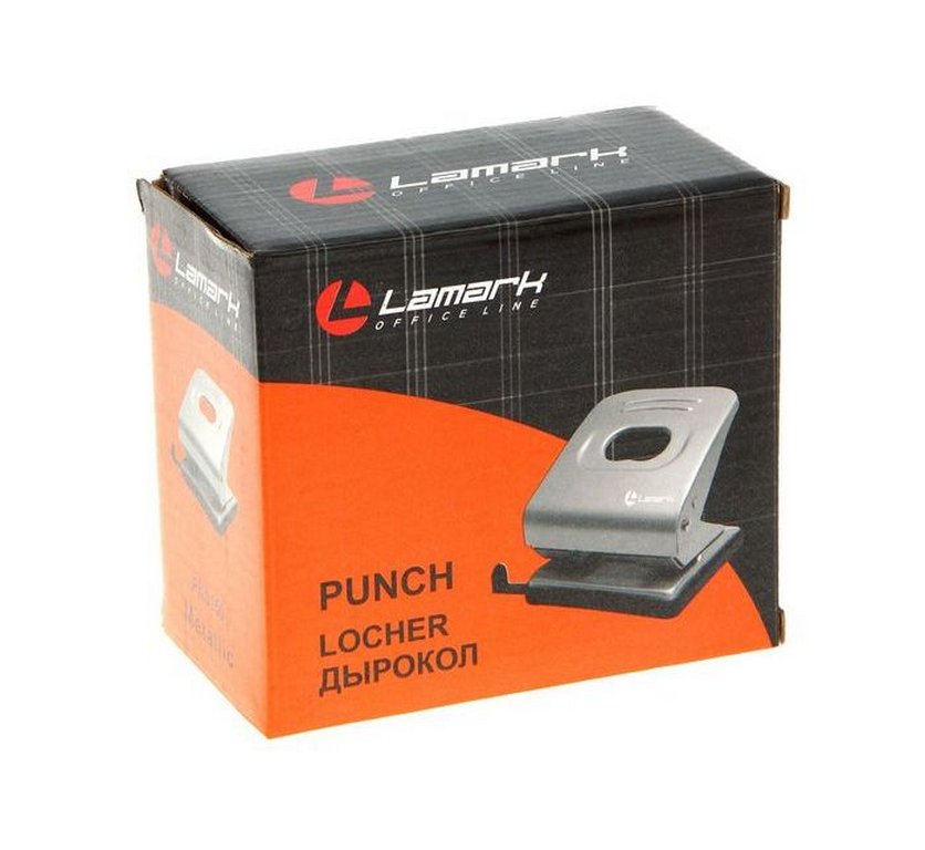 Дырокол до 30л метал. Lаmark "Mettallic", с линейкой, синий