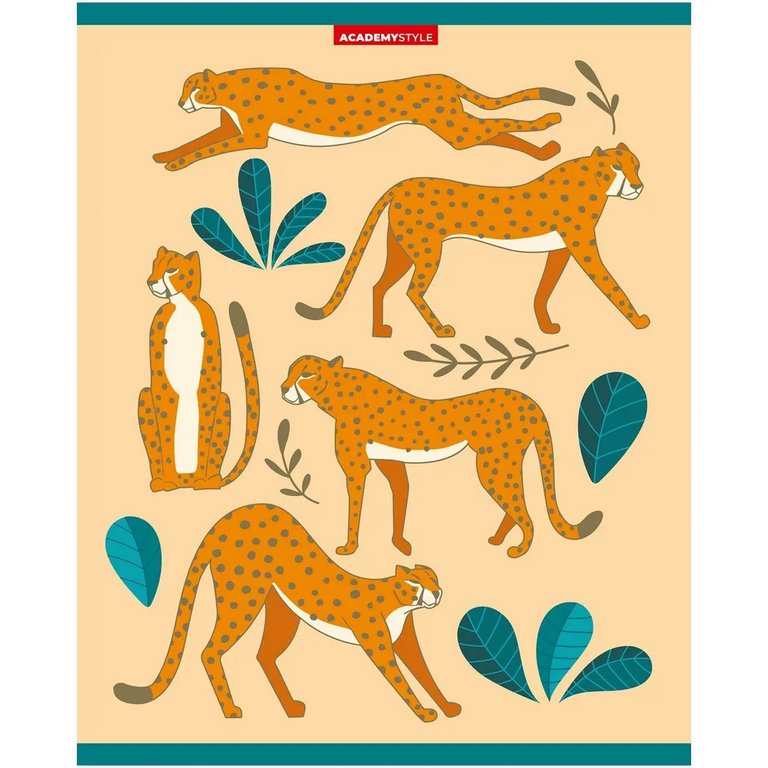 Тетрадь 96 лист кл. А5 на скрепке "Гепарды"