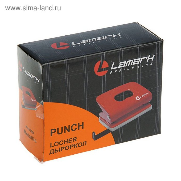 Дырокол до 20л метал. Lаmark "Mettallic", с линейкой красный