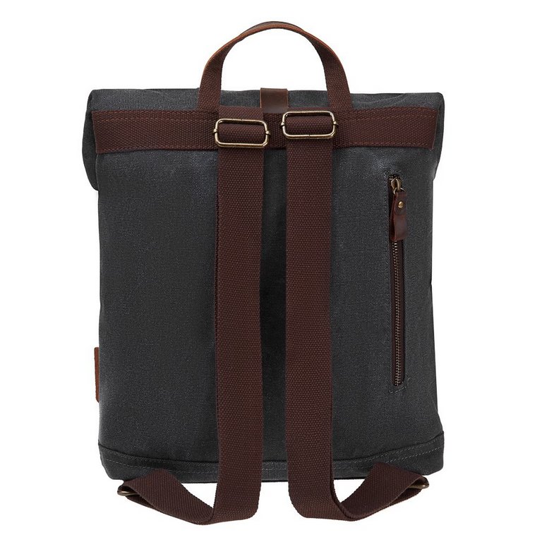 Рюкзак молодежный мужской  Dr.Koffer натуральная кожа/текстиль 36*31*10см, черный