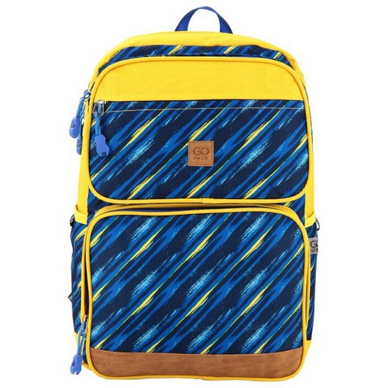 Рюкзак школьный для мальчика GoPack "GO-1" 46*30*14см желто-синий