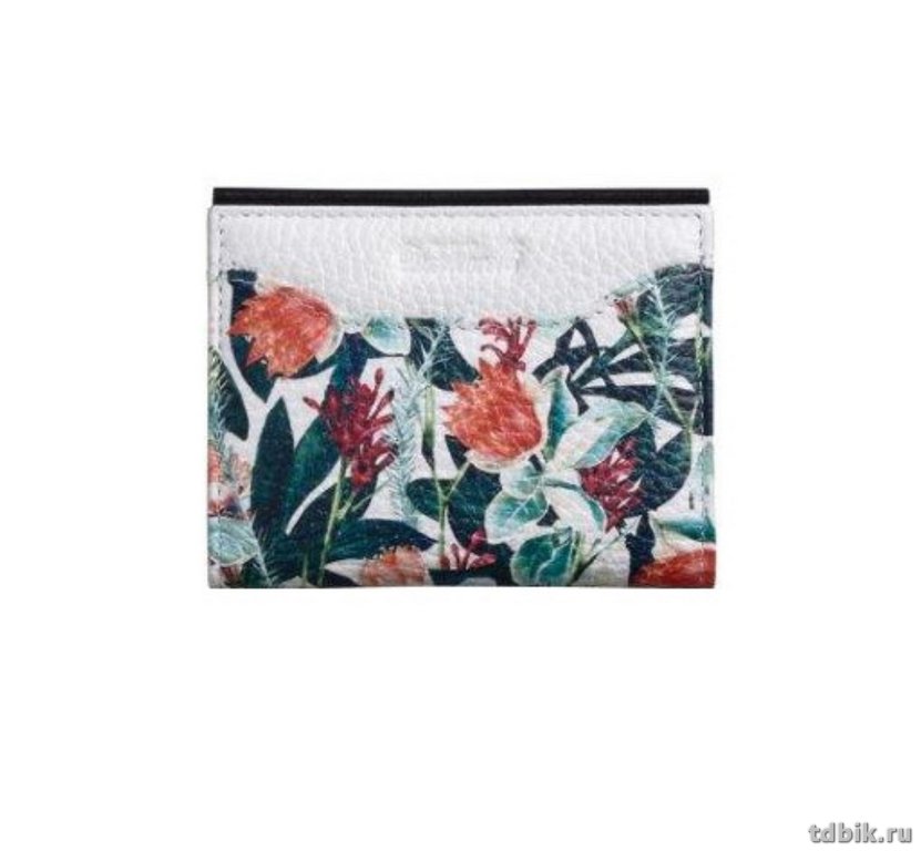 Картхолдер D.Morelli "Прима" с отд. в два сложения, нат.кожа, принт цветы