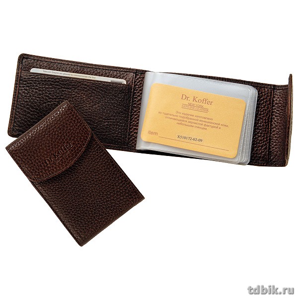 Визитница Dr.Koffer 7,5*12см на 36 визиток, цвет коричневый