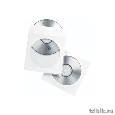 Конверт  для 1CD бумажный (125*125), с клеевым слоем, с окном, с полукруглым  "замком"