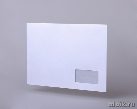 Конверт  из белой бумаги С4 (229*324мм) силикон лента правое окно