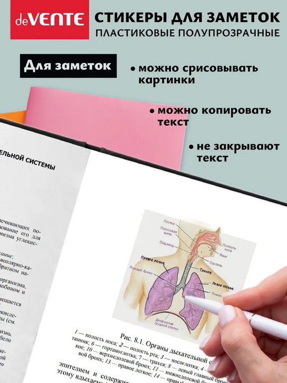 Бумага с клеевым краем  76*76 мм,  50 л, пластиковые прозрачные deVENTE