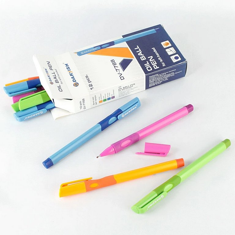 Ручка шариковая для левшей масляная Darvish  рез.упор синяя (ассорти)