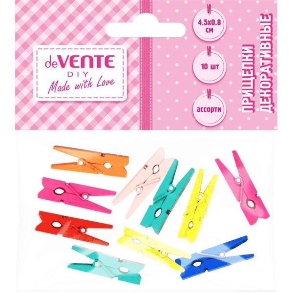 Прищепки деревянные 25мм цветные deVENTE "Цветной микс" 20 шт/уп