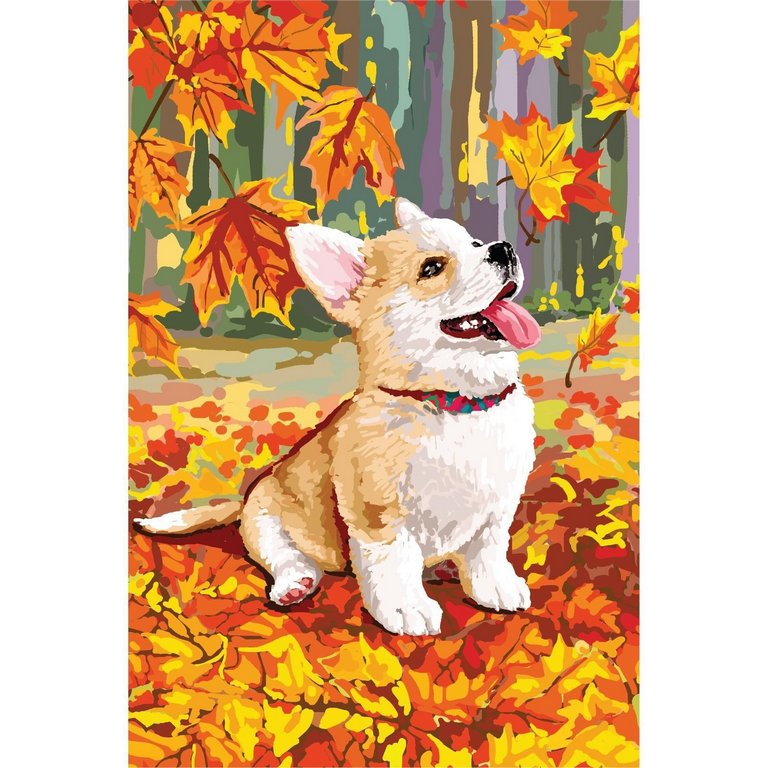 Алмазная мозаика 15*21см "Щенок и осень" Школа талантов