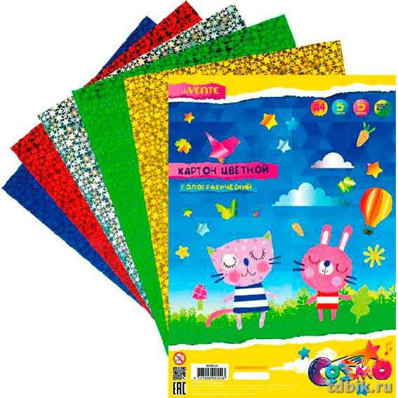 Набор цв. картона голографического А4 5 лист 5 цв. "deVENTE" 250 г/м