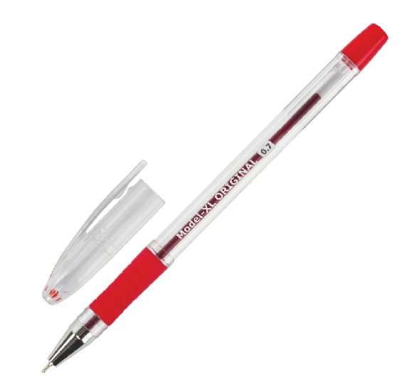 Ручка шариковая масляная Brauberg "Model-XL ORIGINAL" рез.упор 0,7мм крас. (ст.140,лин.0,35мм) игол.