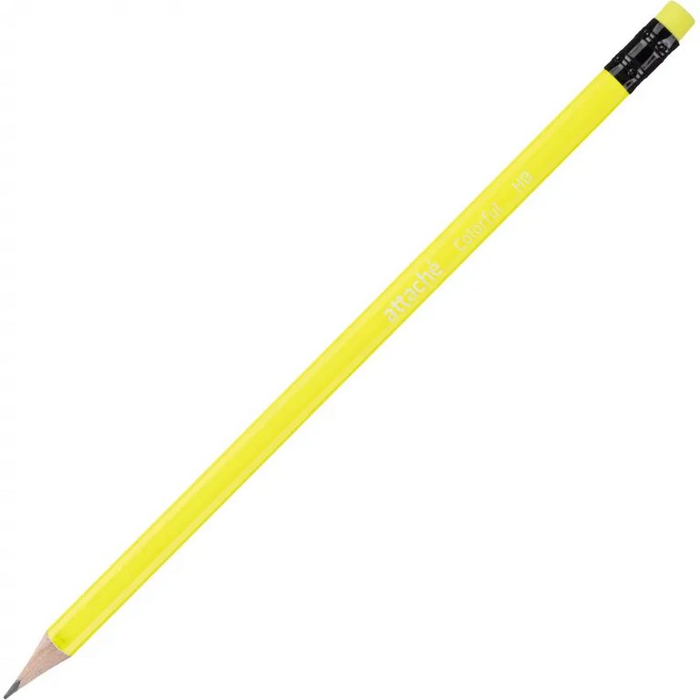 Карандаш ч/г HB трехгранный Attache "Colorful" с ластиком, цв. ассорти неон