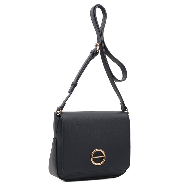 Сумка женская FABRETTI 23х18х9 см, нат. кожа, темно-синяя