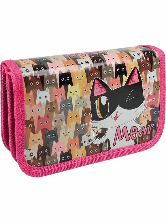 Пенал 2 отд. для девочки Profit "Множество котиков" 190*105 (ламинир.картон)