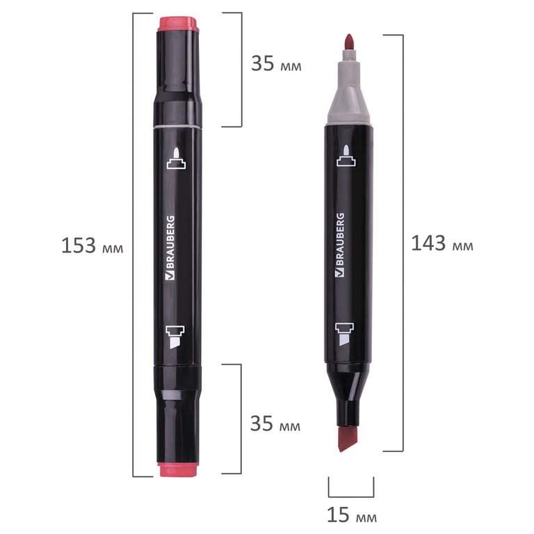 Маркер для скетчинга  24шт/уп BRAUBERG двусторонние в чехле