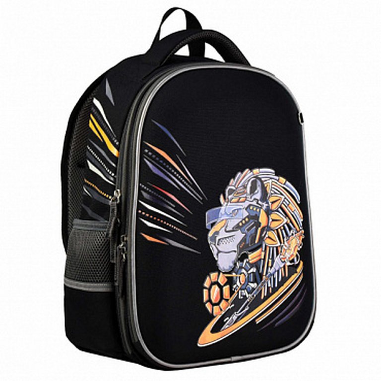 Рюкзак каркасный для мальчика Феникс+ "Кибер лев" 29*39*14 см черный