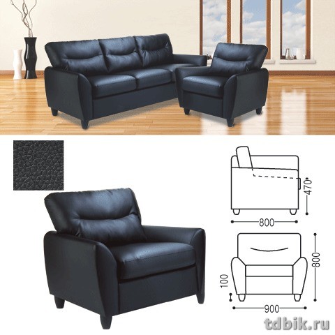 Кресло "Наполи" ШГВ (90*80*80 см) с подлокотниками, экокожа, черное