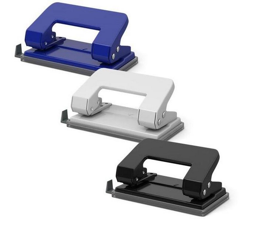 Дырокол до 10л метал. Erich Krause QUADRO с линейкой, ассорти