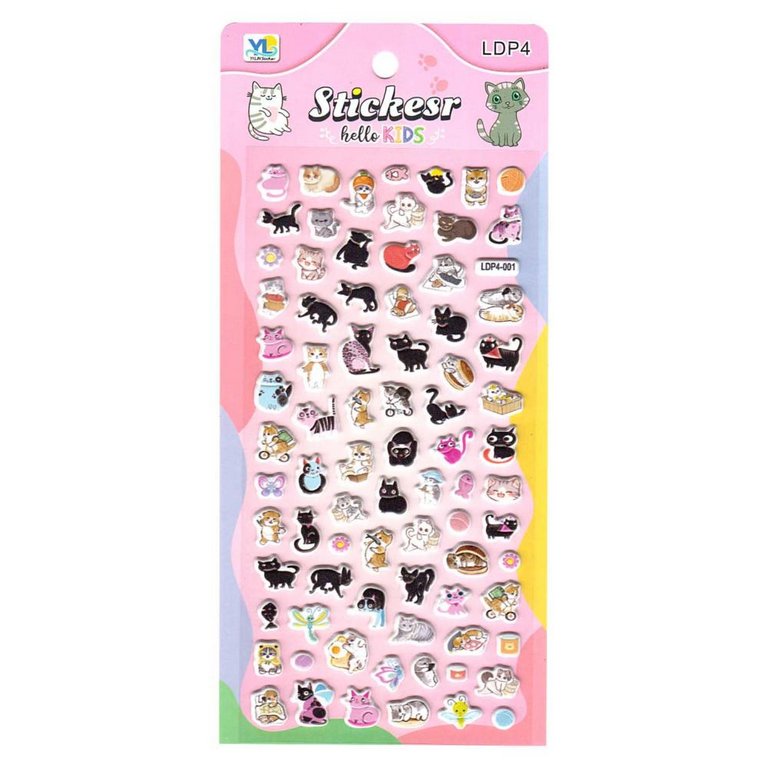 Наклейки 10 х 22см  "Котики 4" зефирные