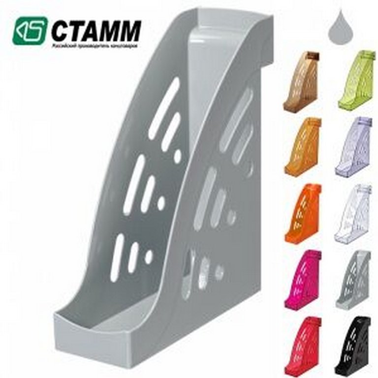 Лоток вертикальный 95 мм Стамм Эксперт с карманом, прозрачный