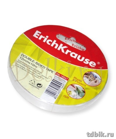 Скотч двухсторонний (полипроп. основа) 12 мм *10 м прозрачный ErichKrause
