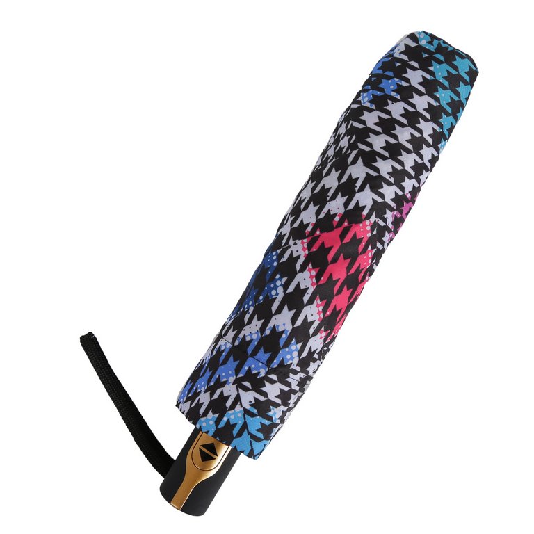 Зонт женский суперавтомат Fabretti, облегченный, 3 сложения, сатин, синий