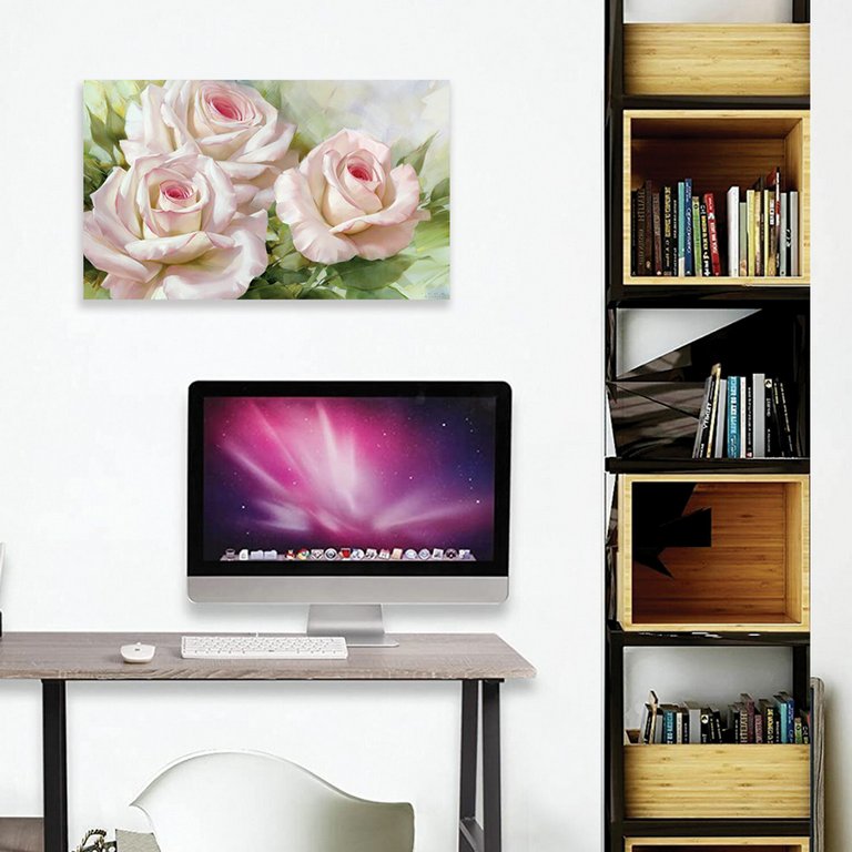 Алмазная мозаика 30*40см "Бело-розовые розы" ОСТРОВ СОКРОВИЩ