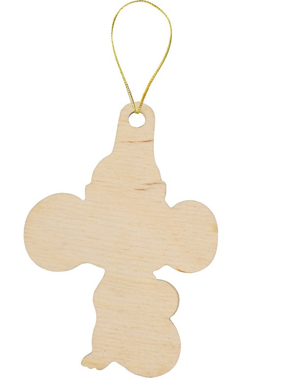 Украшение елочное из дерева "Чебурашка и снеговик" 9,3*13 см