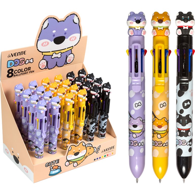 Ручка шариковая сувенирная автомат 8-и цветная deVENTE "Doggy"  0,7мм масляная (ассорти)