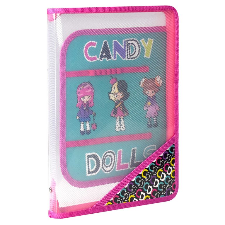 Папка для труда (А4) "СЛАДКИЕ КУКОЛКИ" молния, внутренний разделитель с держателями