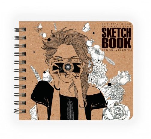Скетчбук 180*155 мм, 80л. гребень "SKETCHBOOK" КРАФТ 125 гр. (4 ВИДА)