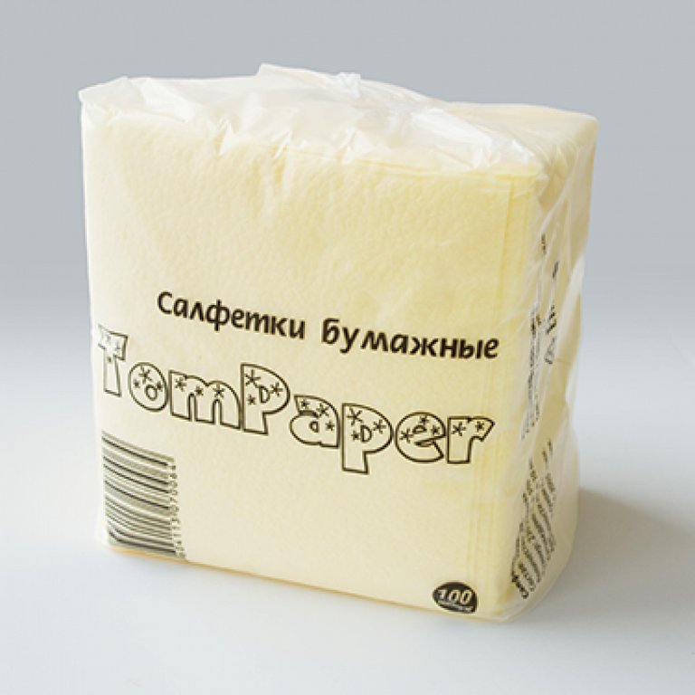 Салфетки цветные желтые 23х23 TomPaper, 100 шт/уп