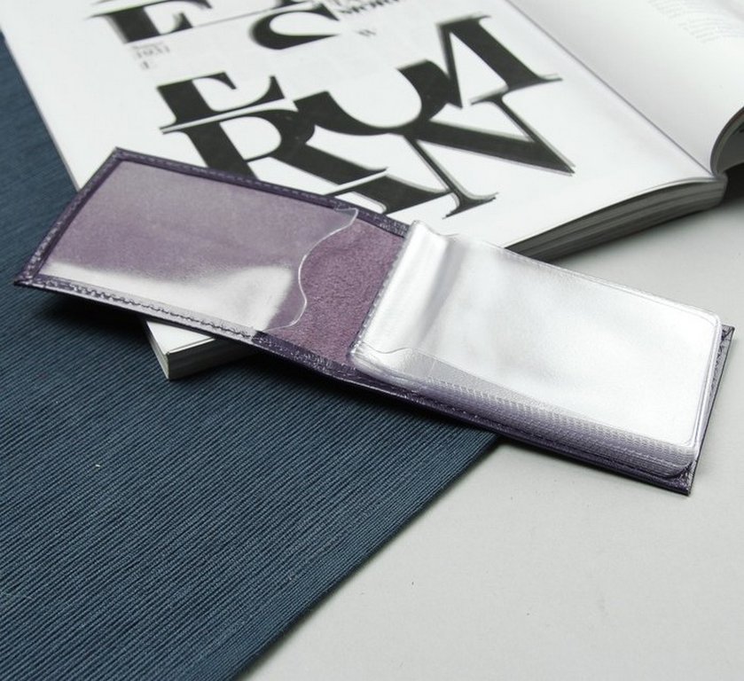 Визитница на 40 визиток Alliance 105*65мм, нат.кожа, фиолетовая (кляс. на 1 виз.)