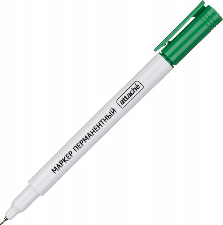 Маркер перманентный  0,5 мм Attache зелёный, супертонкий метал. наконечник