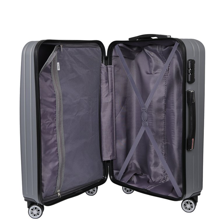 Чемодан 4-х колесный FABRETTI АБС пластик, 45X66X27см, серый