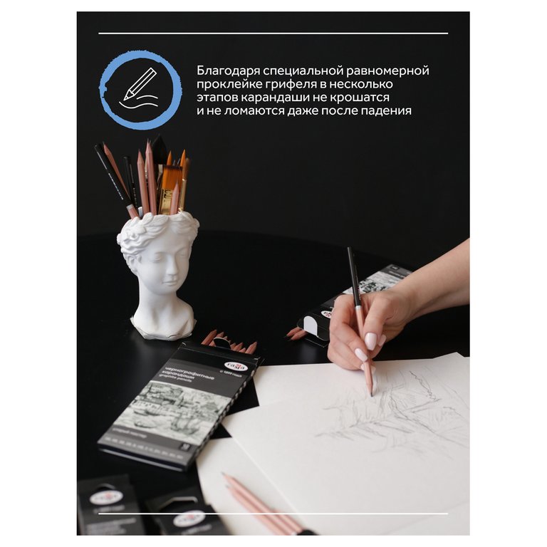 Набор карандашей ч/г 12 шт Гамма (от 5В до 5Н)