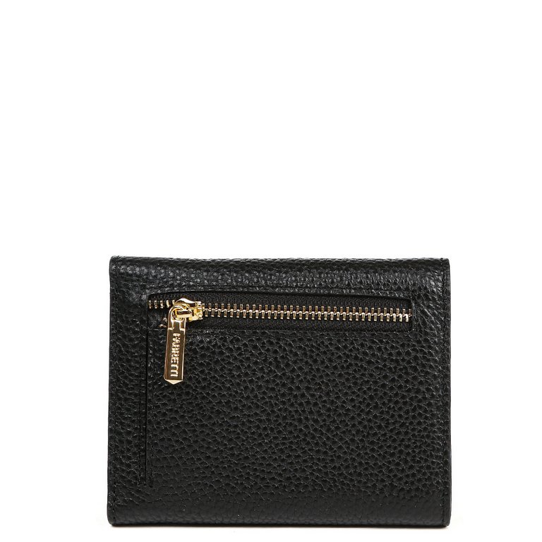 Портмоне FABRETTI женское, нат. кожа, 11*8,5*2 см, черный
