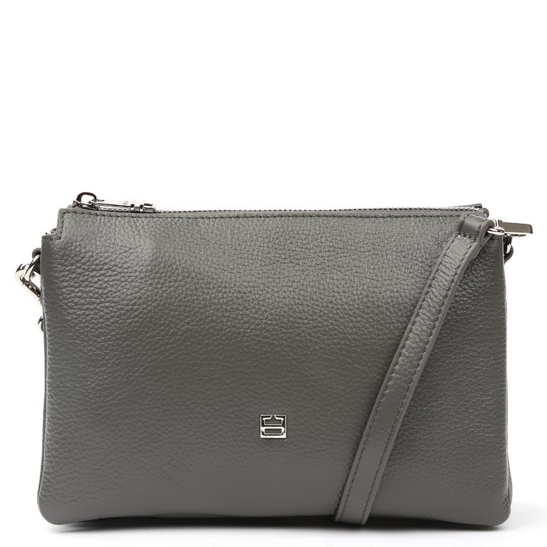 Сумка женская FABRETTI 24х16х8 см, нат. кожа, серый