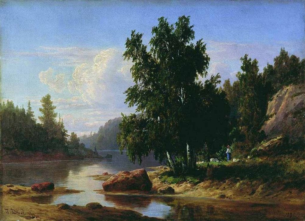 Постер на бумаге 50*70см, П.П. Джогин "Финский пейзаж" 1882г