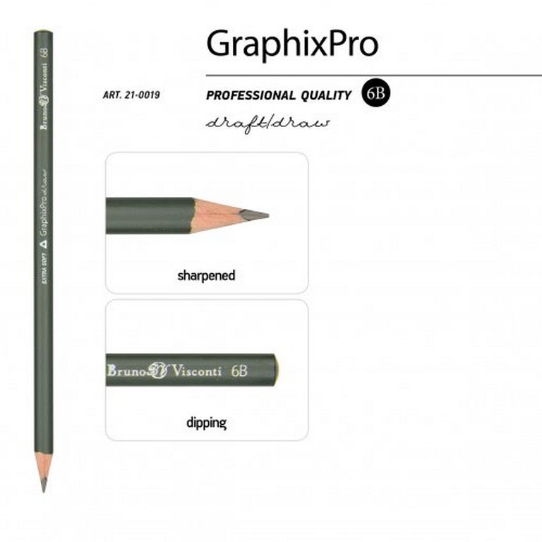 Карандаш ч/г  6В трехгранный Bruno Visconti "GraphixPro"