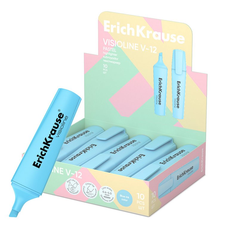 Текст-маркер ErichKrause  V-12 Pastel голубой (линия письма 660 м)