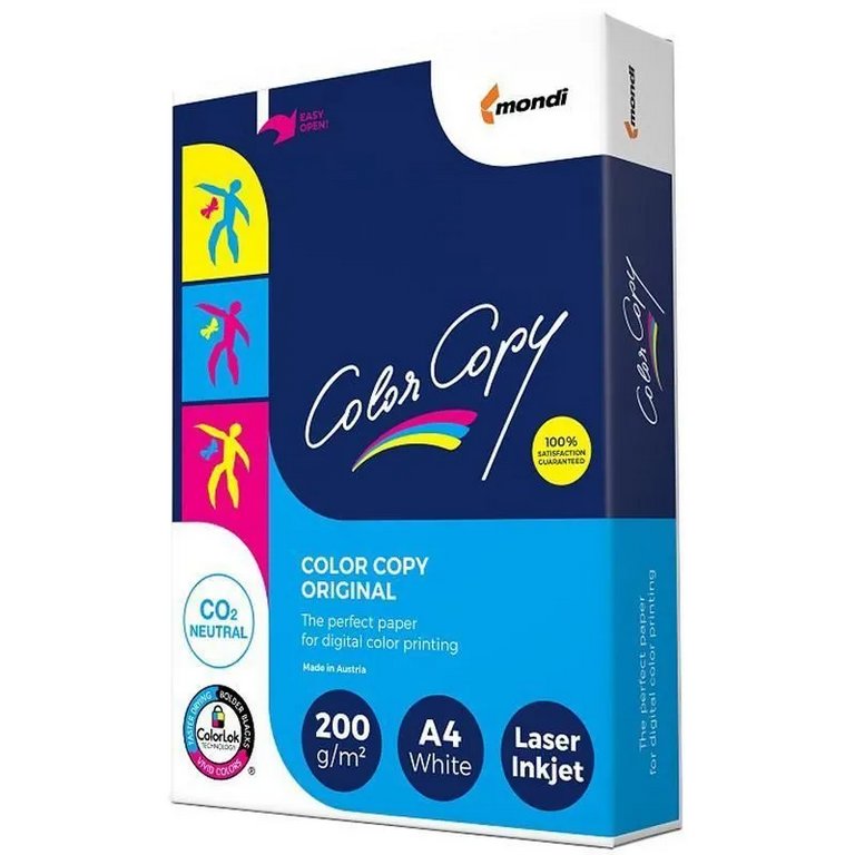 Бумага для полноцв. печати Color Copy А4 (210*297мм) 200 гр. (250л) белизна 160% CIE, класс A++