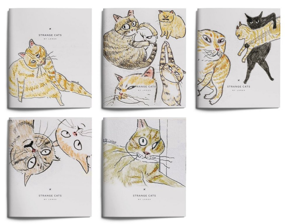 Тетрадь 48 лист кл. А5 на скрепке "STRIKING CATS" LOREX 5 видов