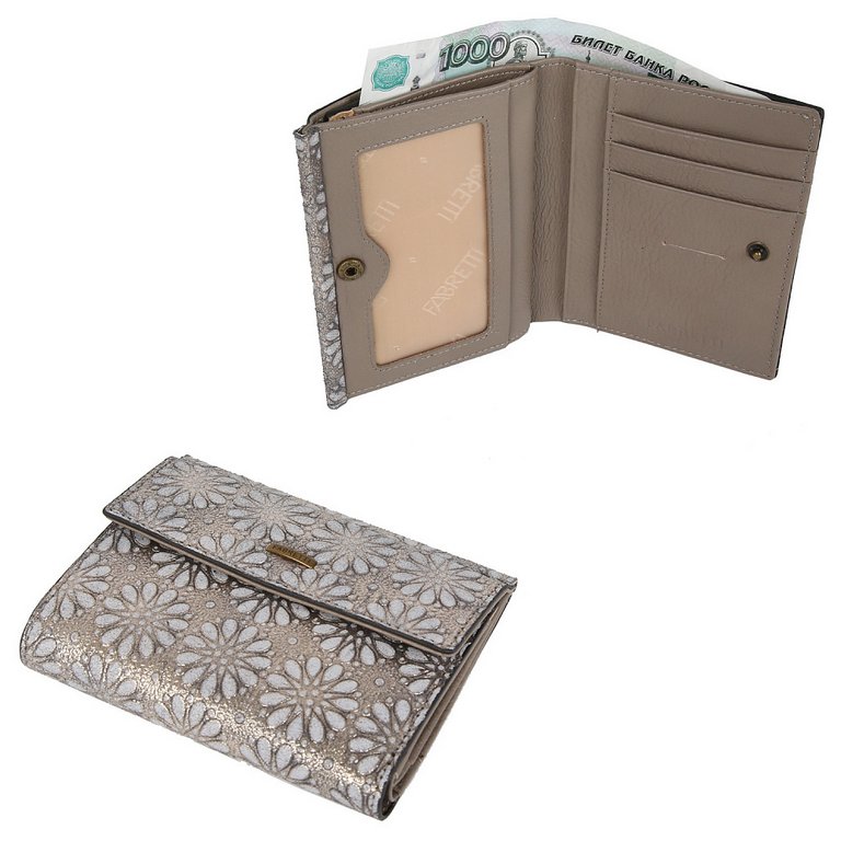 Портмоне FABRETTI женское, нат. кожа, 12*10*3см, бронзовый